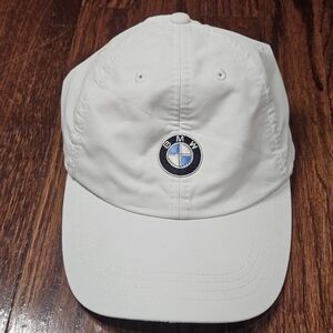 BMW Men's White Baseball Adjustable Cap - Embroidered Logo OSFA